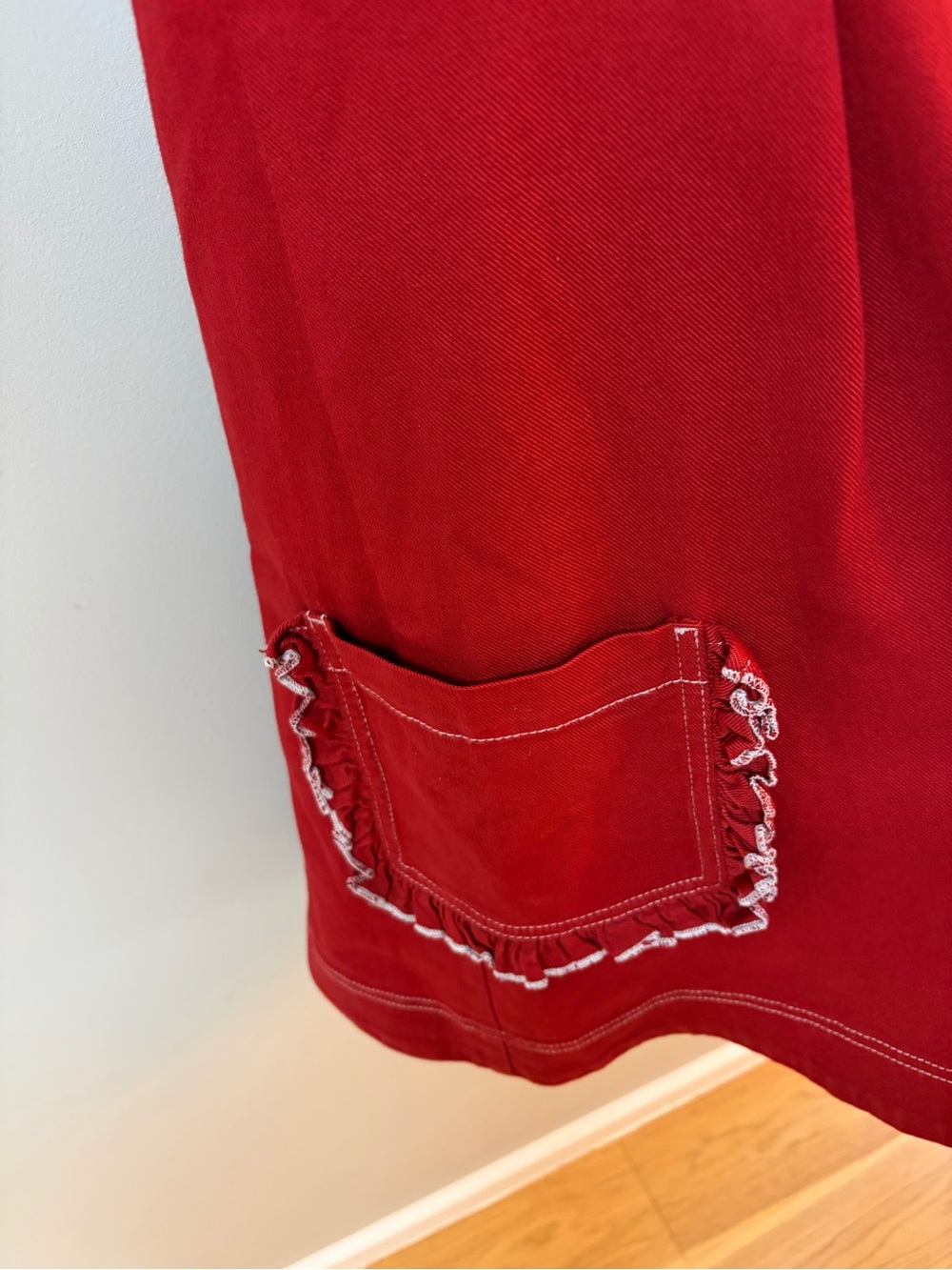 Red Ruffle-Trim Sleeveless Mini Dress - Picture 3 of 6